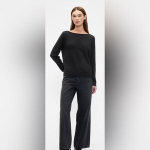 Gap Factory Relaxed Black Boatneck Lightweight Sweater Size Large